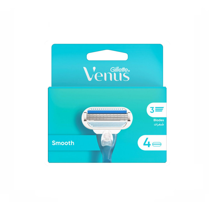کارتریج یدکی تیغ اصلاح ژیلت ونوس مدل Smooth (بسته ۴ عددی)