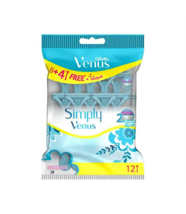 تیغ اصلاح یکبار مصرف ژیلت ونوس مدل Simply Venus 2 (بسته ۱۲ عددی – ۸+۴ هدیه)