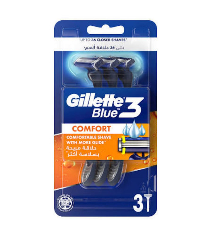 تیغ اصلاح یکبار مصرف ژیلت مدل Blue3 Comfort (بسته ۳ عددی)