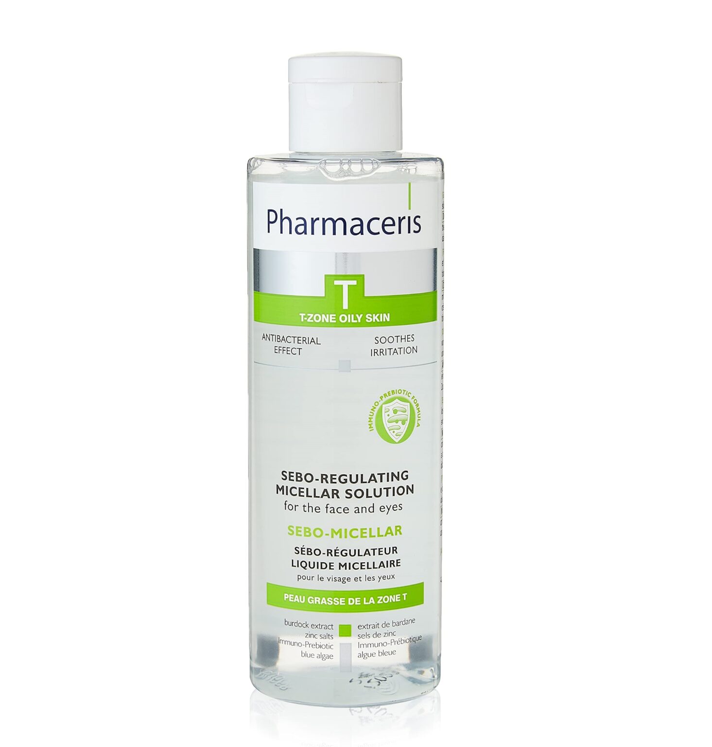 محلول میسلار تنظیم‌کننده چربی صورت و چشم فارماسریز مدل Sebo-Micellar (مناسب پوست چرب ناحیه T) ۲۰۰ میل