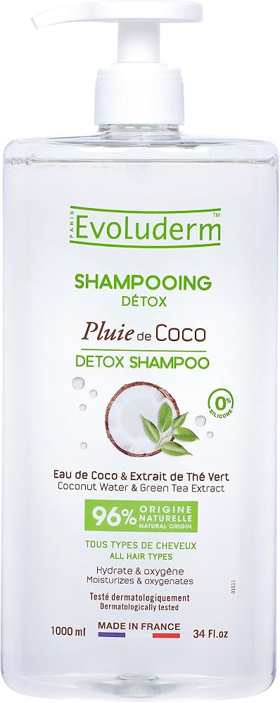 شامپو اولودرم مدل Pluie de Coco (آب نارگیل و عصاره چای سبز – دیتاکس) 1000 میل