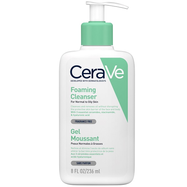 فوم شستشوی صورت و بدن سراوی مدل Foaming Cleanser (مناسب پوست معمولی تا چرب – حجم ۲۳۶ میلی)