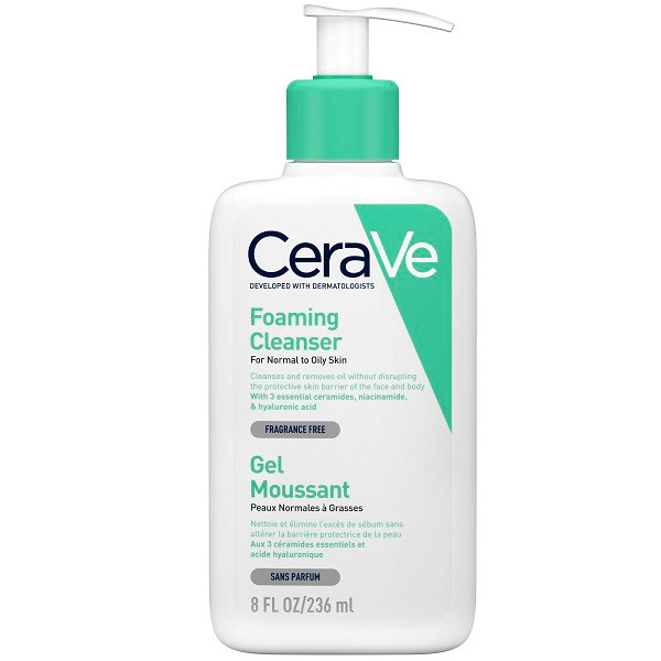 فوم شستشوی صورت و بدن سراوی مدل Foaming Cleanser (مناسب پوست معمولی تا چرب – حجم ۲۳۶ میلی)