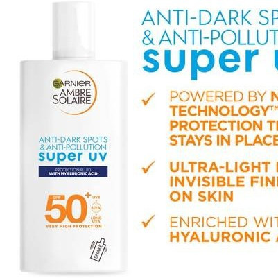 ضد آفتاب بدون رنگ گارنیر آمبر سولر مدل Super UV (ضد لک و ضد آلودگی) ۴۰ میل